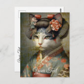 Geisha kat. Personaliseren. Briefkaart (Voorkant / Achterkant)