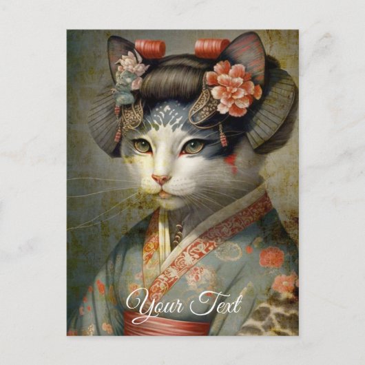 Geisha kat. Personaliseren. Briefkaart (Voorkant)