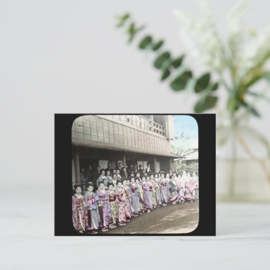 Geisha Magic Lantern Slide Briefkaart (Staand voorkant)