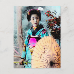 Geisha met een Wagasa Paper Parasol  Japan Briefkaart