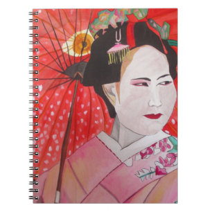 Geisha met het originele schilderij van Red Umbrel Notitieboek