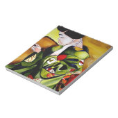 Geisha met olijfgroene kimono notitieblok (Gedraaid)