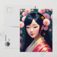 Geisha met paardenbloemen, Postcrossing