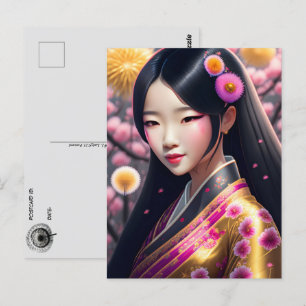 Geisha met paardenbloemen, Postcrossing Briefkaart