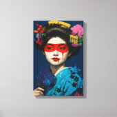 Geisha met rood masker en modern cultureel haarwer canvas afdruk (Voorkant)