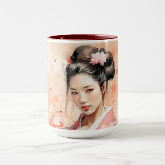 Geisha mug - design japonais haiku café matin