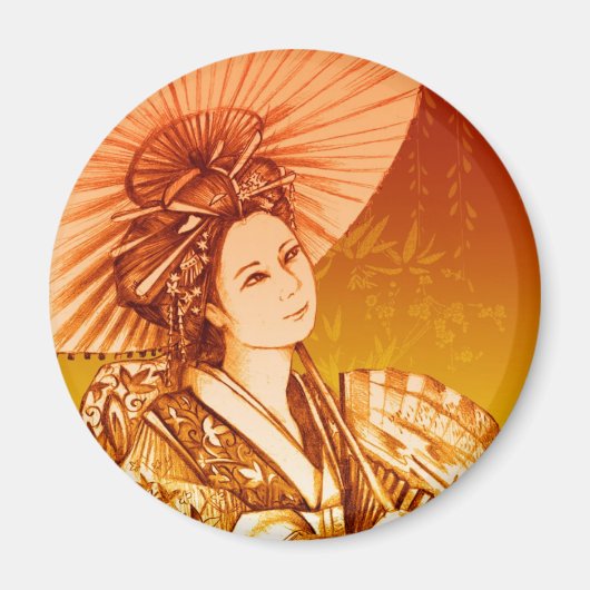 Geisha Parasol Imán Magneet (Voorkant)