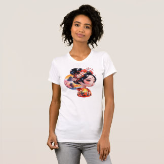Geisha Portret Unieke Artistieke Bloemrijke Schoon T-shirt
