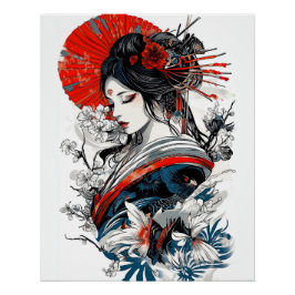 Geisha Poster, Vintage Poster met gedurfde kleuren Perfect Poster