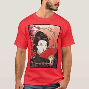 Geisha Sakura Cherry Blossom Geisha Girl Japan Cul T-shirt