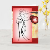 Geisha Silhouette Wenskaart Kaart (Gele Bloem)