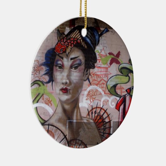 Geisha Stedelijk Graffiti Straatkunst Keramisch Ornament (Rechts)