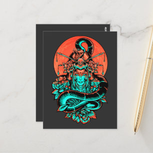 Geisha Tattoo verbrand sinaasappel en zwart Briefkaart