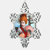 Geisha Tin Sneeuwvlok Ornament (Rechts)