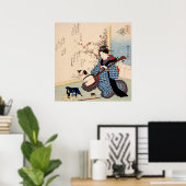 Geisha Tuning a Samisen Japanse Druk Poster (Thuiskantoor)