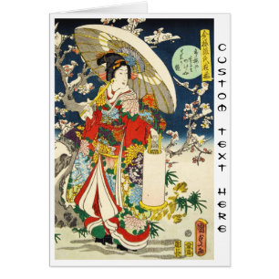 Géisha ukiyo-e vintage classique avec parapluie