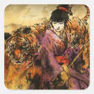 Geisha Vierkante Sticker