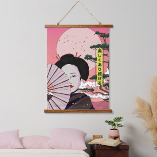 Geisha Wees mooi Japanse manga stijl Japans  Hangend Wandkleed