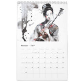 Géishas à l'aquarelle – Calendrier (Feb 2027)