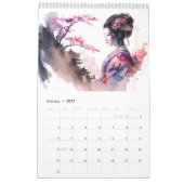 Géishas à l'aquarelle – Calendrier (Jan 2027)