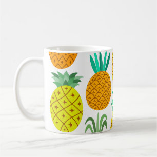 Geïsoleerde ananas:  naadloos patroon. koffiemok