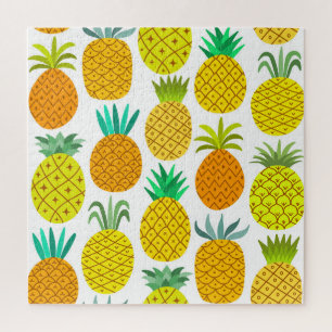 Geïsoleerde ananas: naadloos patroon. legpuzzel