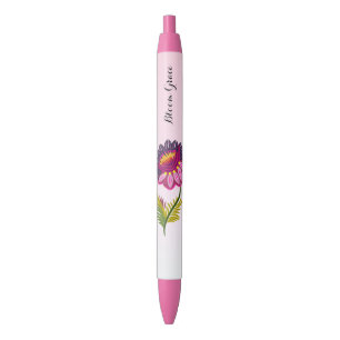Geïsoleerde bloem zwarte inkt pen