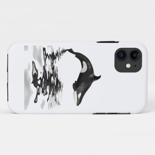 Geïsoleerde dodelijke walvis met reflectie Case-Mate iPhone case (Achterkant (horizontaal))