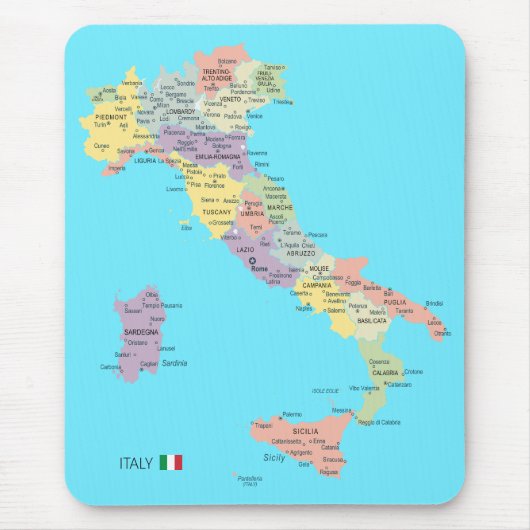 Geïsoleerde kaart van de Italiaanse regio's Muismat (Voorkant)