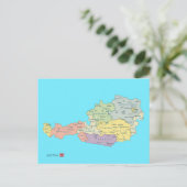 Geïsoleerde kaart van Oostenrijk Regio's (Staand voorkant)