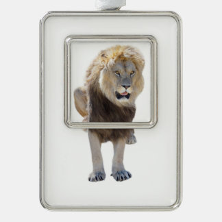 Geïsoleerde leeuw die je tong uitsteekt verzilverd kader ornament