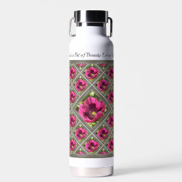 Geïsoleerde waterfles met magenta papavers