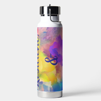 Geïsoleerde waterfles met rietje