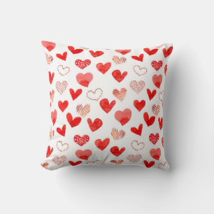 Geïsoleerde waterverf geïllustreerd rood liefdesha kussen