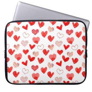 Geïsoleerde waterverf geïllustreerd rood liefdesha laptop sleeve