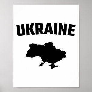 Geïsoleerde zwarte silhouet van een kaart van Oekr Poster