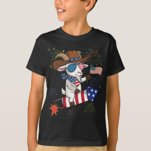 Geit 4 juli Patriottische Raket & Vuurwerk USA T-shirt