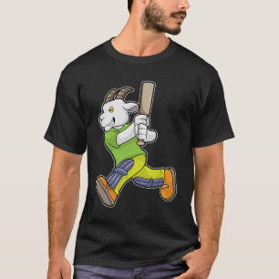 Geit als Batsman met cricket bat T-shirt