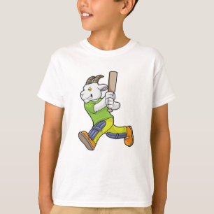 Geit als Batsman met cricket bat T-shirt