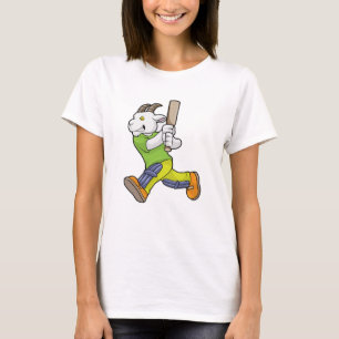 Geit als Batsman met cricket bat T-shirt