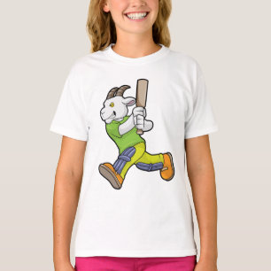 Geit als Batsman met cricket bat T-shirt