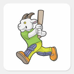 Geit als Batsman met cricket bat Vierkante Sticker