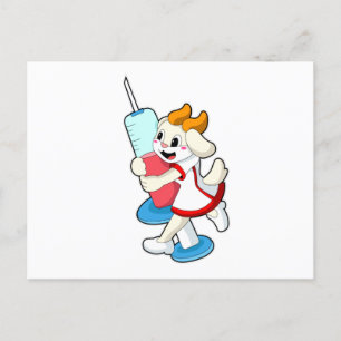 Geit als verpleegster bij vaccinatie met spuit briefkaart