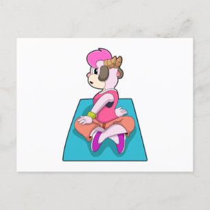 Geit bij Yoga op yogamat Briefkaart
