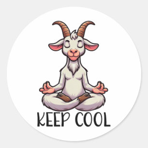 Geit Blijf Koel Yoga Meditatie Ronde Sticker