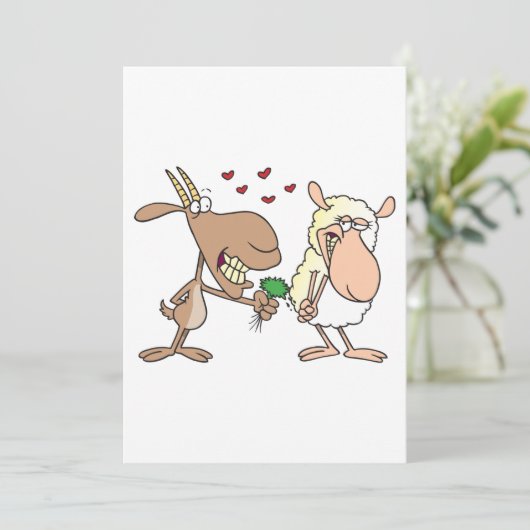 Geit en schaap in liefde kaart (Staand voorkant)