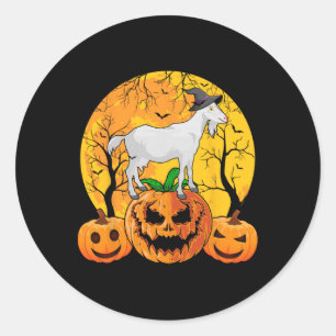 Geit Halloween Witch Pumpkin Funny Goat Lover Hall Ronde Sticker