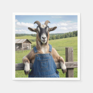 Geit in blauwe denim overall servet