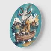 Geit in een jas in een boot in een gracht grote klok (Hoek)