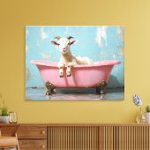Geit in een roze bad canvas afdruk (Insitu (Woonkamer))